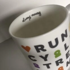 Fine Bone China Pint Mug - Run Cycle Trek Climb - Always Moving -Home Furnishings Store I love the Peak 330cl always moving Mug
