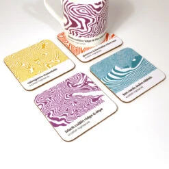 Scottish Highlands Contour Design – Coaster Set 01