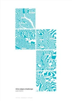 Nine Edges Challenge - Peak District Contour Print -Home Furnishings Store NineEdgesChallengePORTRAITBLUEsmall