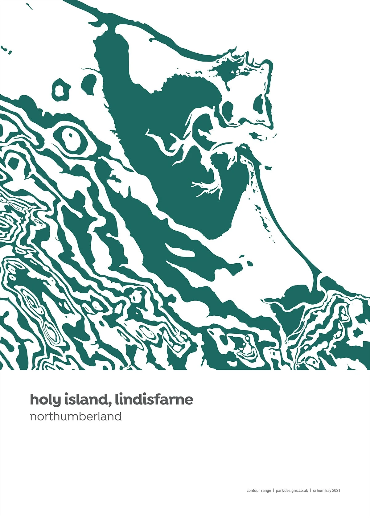 Holy Island, Lindisfarne - Northumberland Contour Print 3 Holy Island, Lindisfarne - Northumberland Contour Print - Image 3