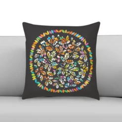 Village Leaves And The Pattern Of Colourful Experiences - Cushion