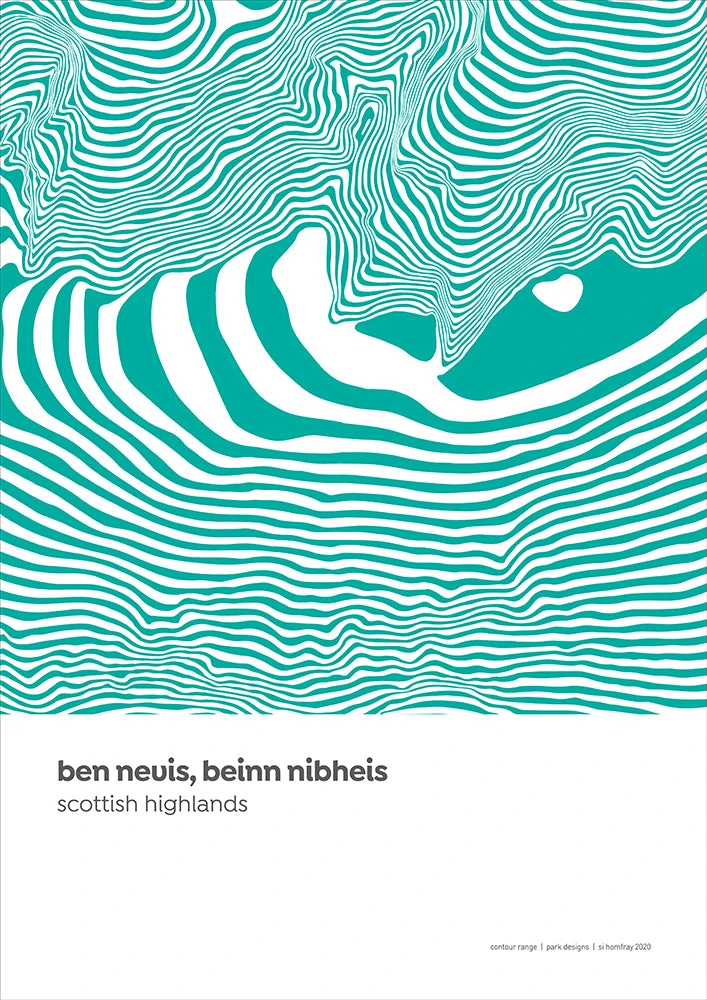 Three Peaks Of Britain - Set Of 3 A3 Prints - Contour Range Prints 6 Three Peaks Of Britain - Set Of 3 A3 Prints - Contour Range Prints - Image 6