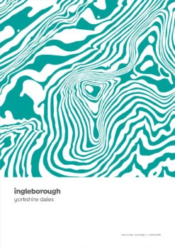 Three Peaks Of Yorkshire - Set Of 3 A3 Prints - Yorkshire Dales Contour Prints -Home Furnishings Store PDDContourIngleborough2021rgb3A3sml