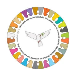 Peace, Love & Each Other - Maya Angelou - Mini Fine Art Print -Home Furnishings Store PDDovesCircular10cmsqweb