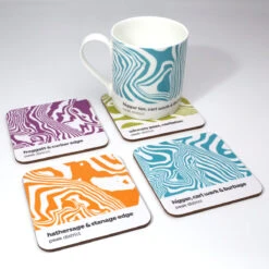 Peak District Contour Design – Coaster Set 01